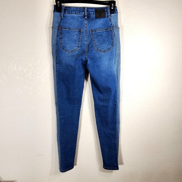 L&B Womens Boyfriend Jeans Size 4 Lucky & Blessed Two-Tone Patchwork Denim - Picture 2 of 12